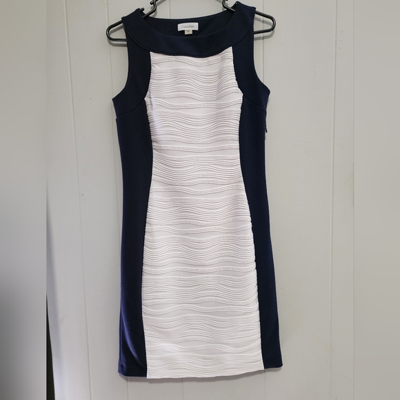 Calvin Klein Classy Gorgeous 😍 Navy Blue And White Dress - Picture 5 of 16